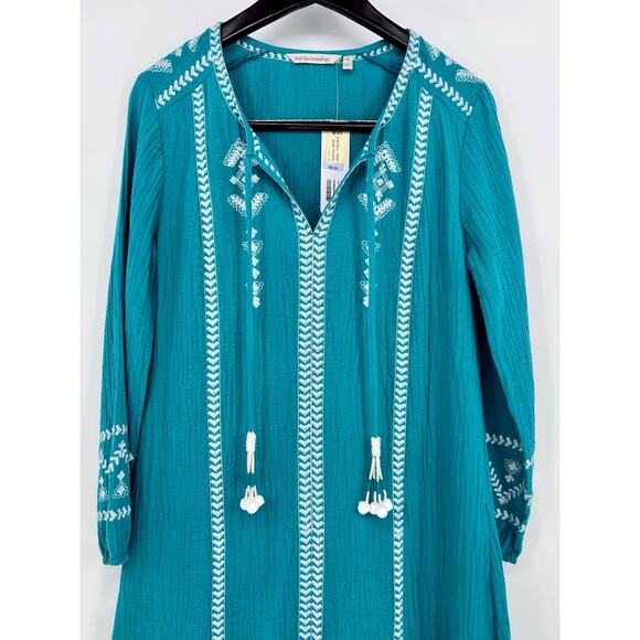 SOFT SURROUNDINGS Womens Jolie Tropical Green Embroidered Dress Size XS NWT - Picture 2 of 10